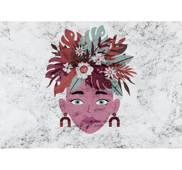 Rollo fenster weiß modernes design mit frau und blumen - TenStickers