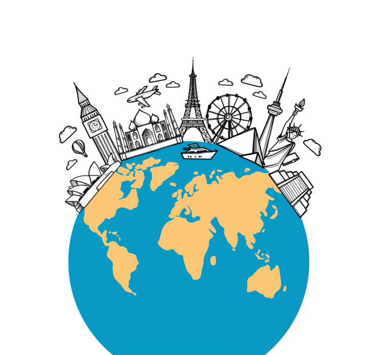 Rollo wohnzimmer mit weltkarten-icon motiven - TenStickers