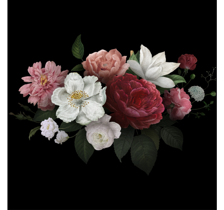 Rollo wohnzimmer mit vintage-rosen auf schwarz - TenStickers