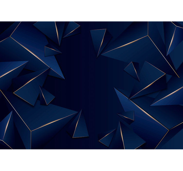 Rollo fenster schwarz mit blau-goldenem geometrischem muster - TenStickers