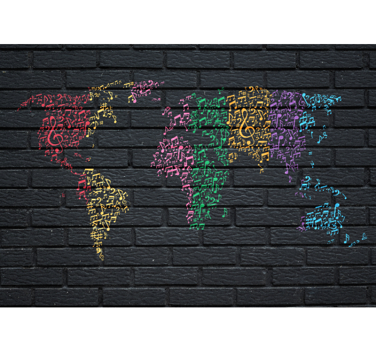 Rollo fenster schwarz regenbogenmusik mit weltkarte - TenStickers