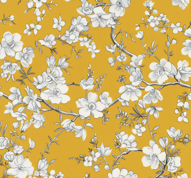 Rollo fenster gelb mit floralem vintage-muster - TenStickers