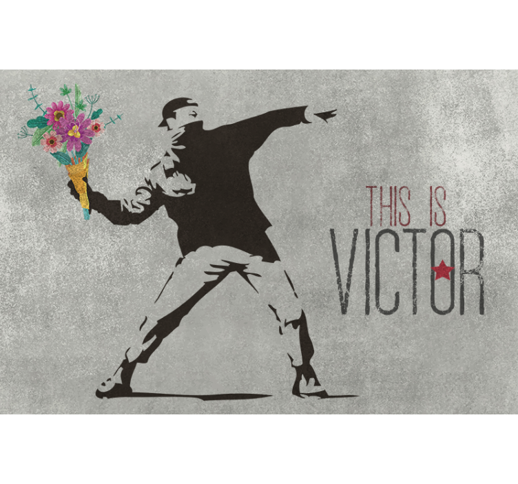 Rollo fenster grau personalisierter banksy blumenstrauß - TenStickers
