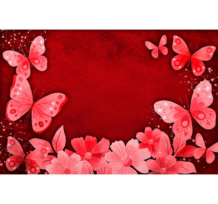 Rollo fenster rot mit blumen und schmetterlingen design - TenStickers