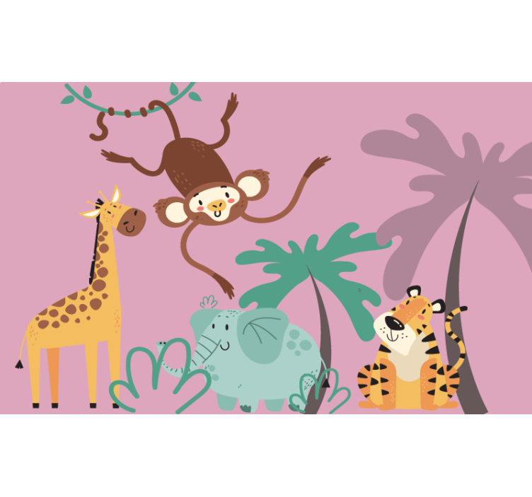 Rollo fenster lila mit bunten cartoon-safari-tieren - TenStickers
