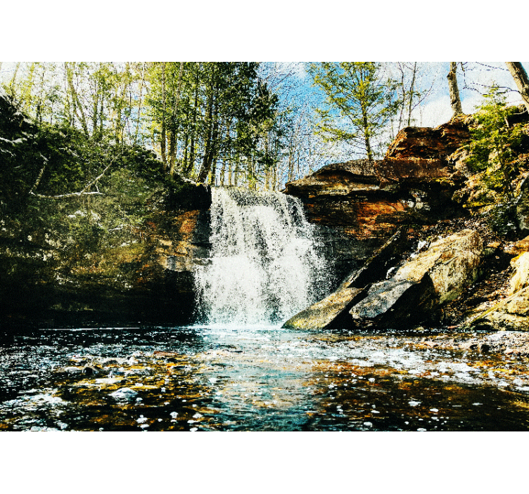Rollo wohnzimmer wasserfall im wald - TenStickers