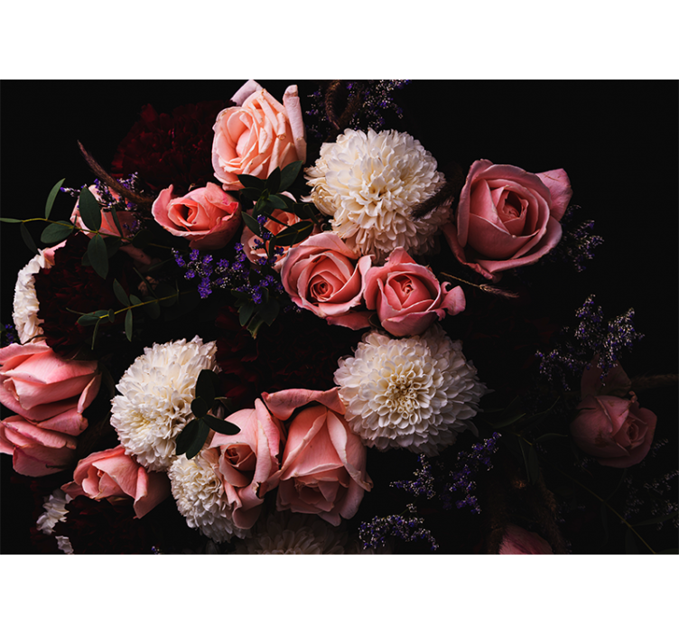 Rollo wohnzimmer luxuriöser strauß rosa rosen - TenStickers