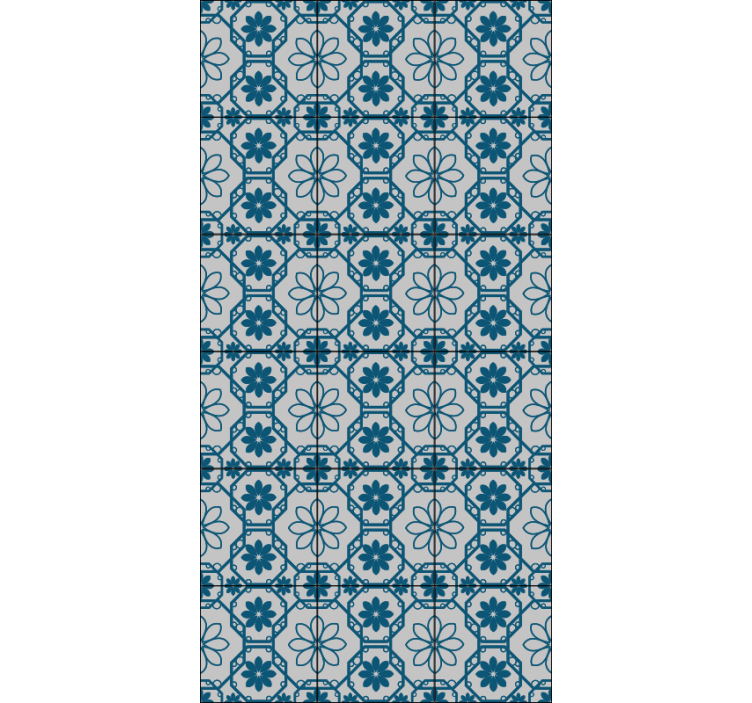 Rollo fenster blau florales mosaikmuster - TenStickers