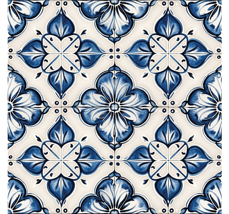 Rollo fenster blau mit blauem blumenmuster - TenStickers