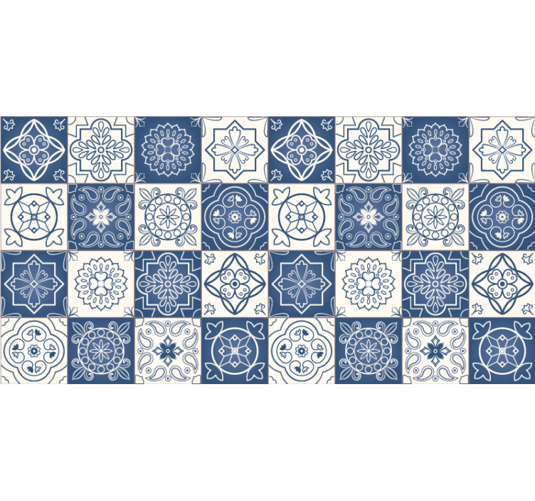 Rollo fenster blau mit blauem fliesenmuster - TenStickers