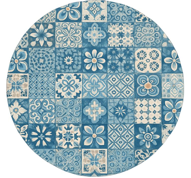 Rollo fenster blau mit runden mosaikfliesen - TenStickers