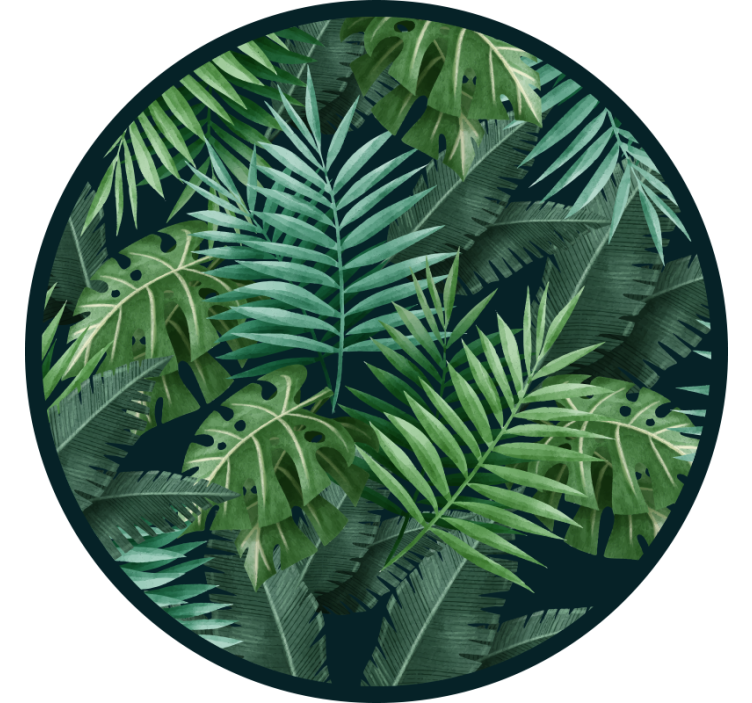 Rollo fenster grün mit kreisförmigen exotischen blättern - TenStickers