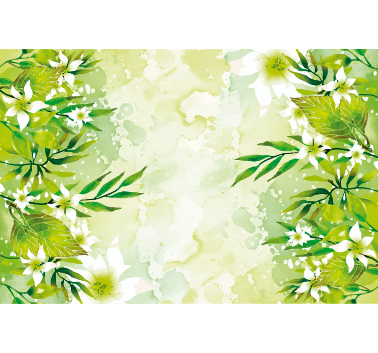 Rollo fenster grün mit grünen blumenmotiven - TenStickers