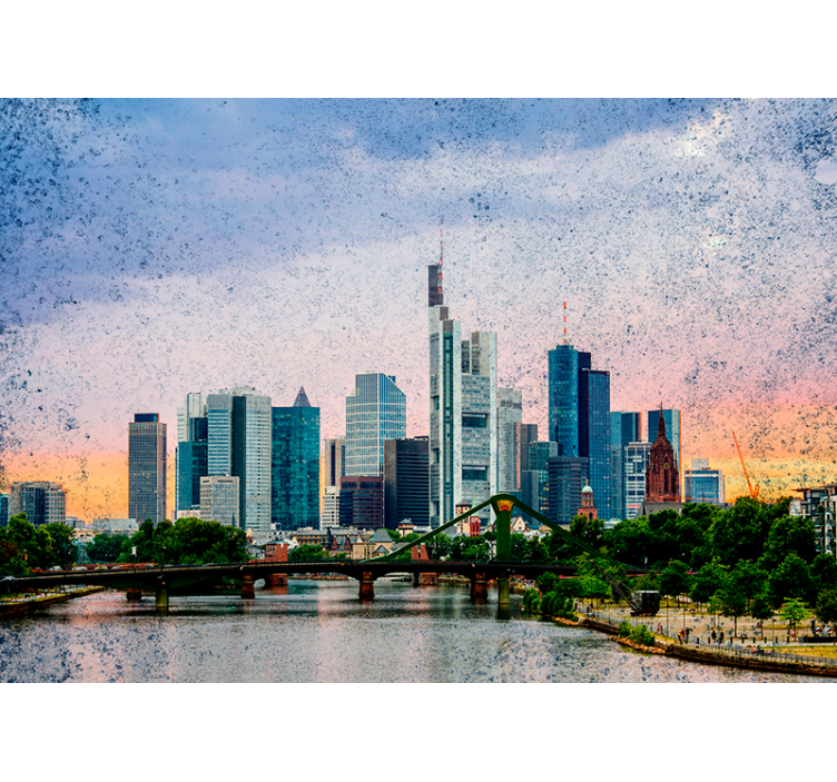 Rollo wohnzimmer mit frankfurt skyline motiv - TenStickers