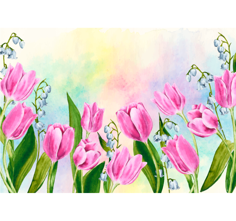 Rollo wohnzimmer mit vielen nebeneinander stehenden tulpen - TenStickers