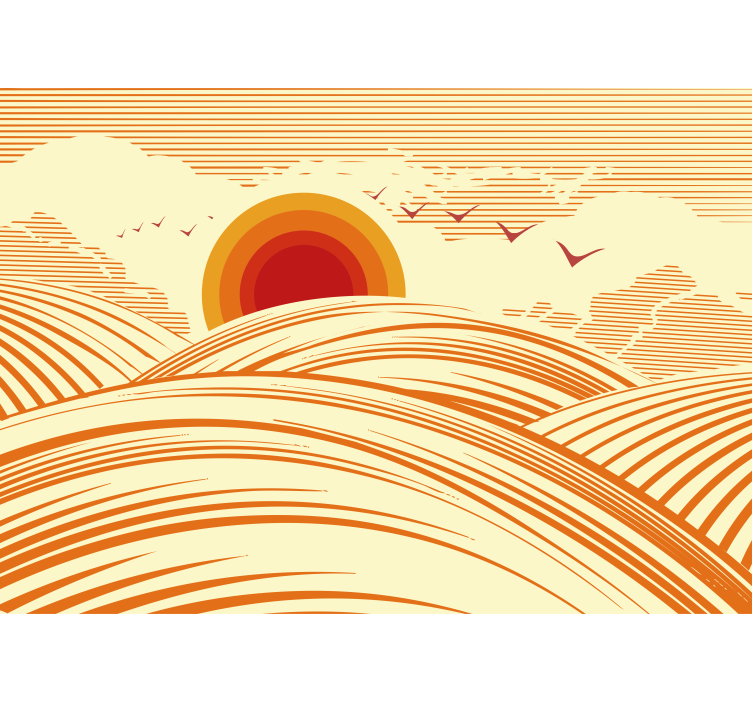 Rollo wohnzimmer 70er jahre landschaft - TenStickers