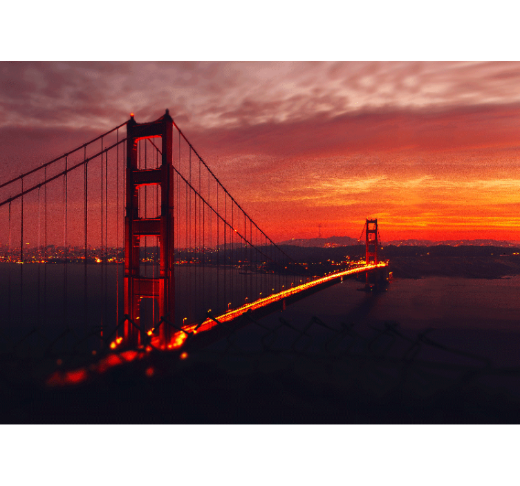 Rollo wohnzimmer golden gate im roten himmel - TenStickers