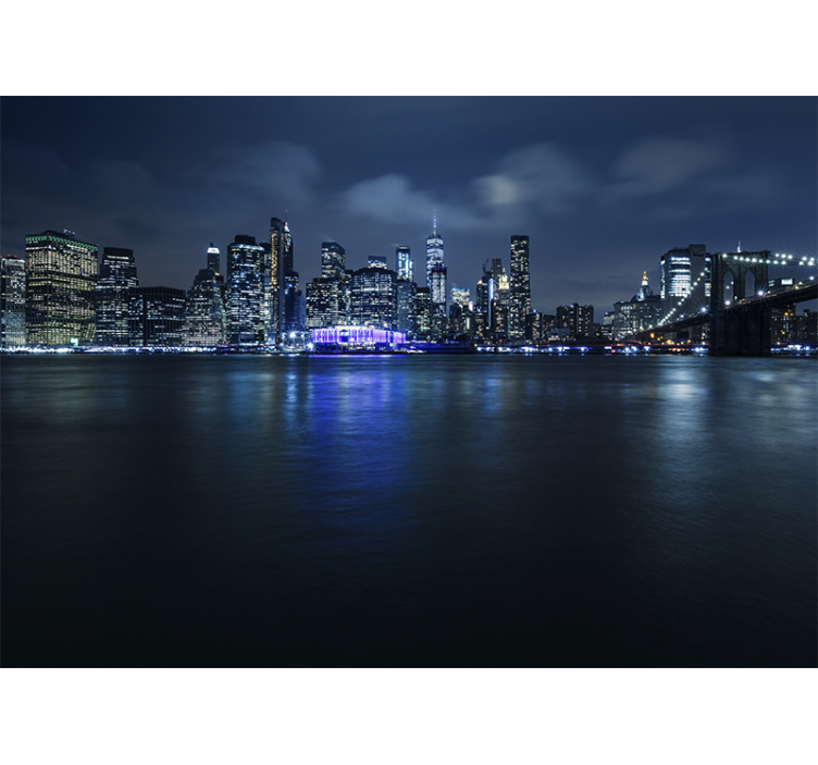 Rollo wohnzimmer blaues manhattan bei nacht - TenStickers