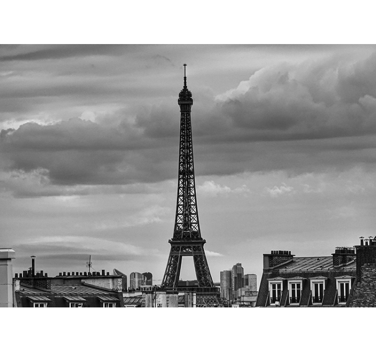 Rollo wohnzimmer tour eiffel schwarz weiß - TenStickers
