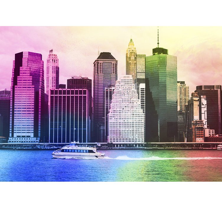 Rollo wohnzimmer bunte manhattan wolkenkratzer - TenStickers