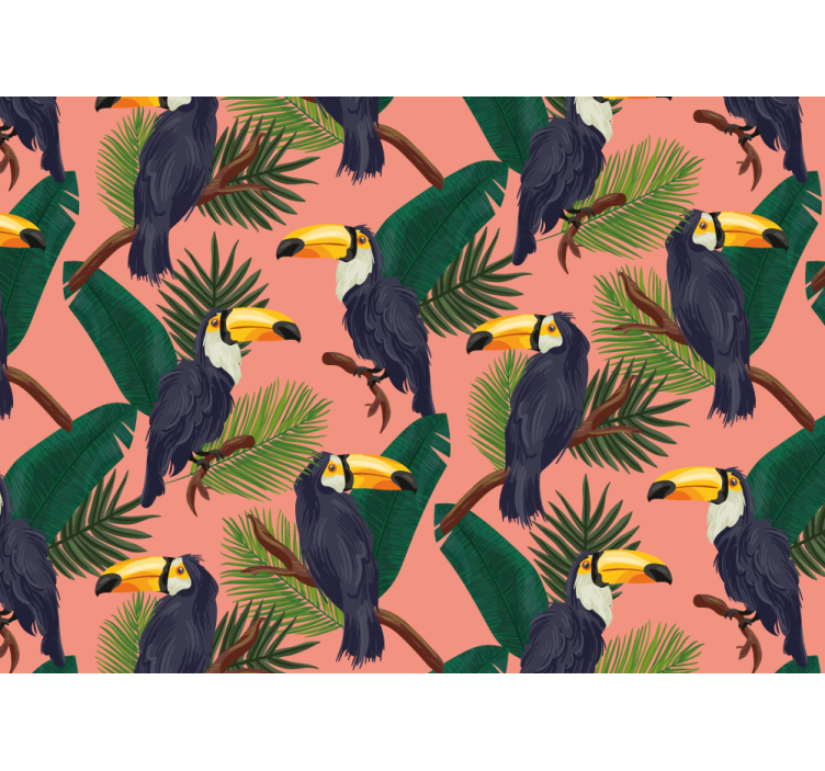 Rollo wohnzimmer exotische rosa landschaft mit tukanen - TenStickers