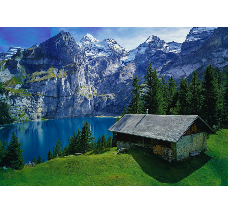 Rollo wohnzimmer hütte am see und bergen - TenStickers