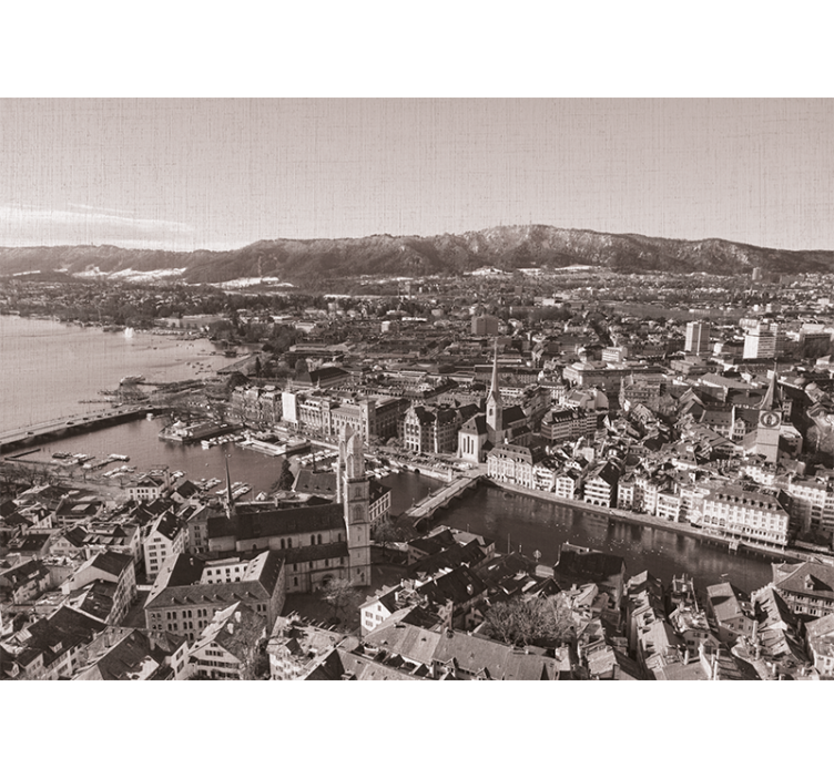 Rollo wohnzimmer zürich mit bergen im hintergrund - TenStickers