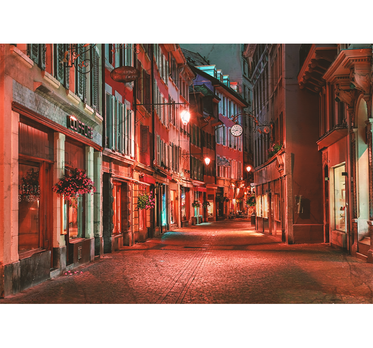 Rollo wohnzimmer einsame stadt bei nacht in der schweiz - TenStickers