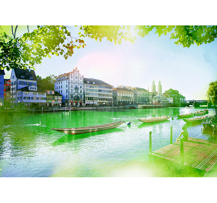 Rollo wohnzimmer schöner see im sommer - TenStickers