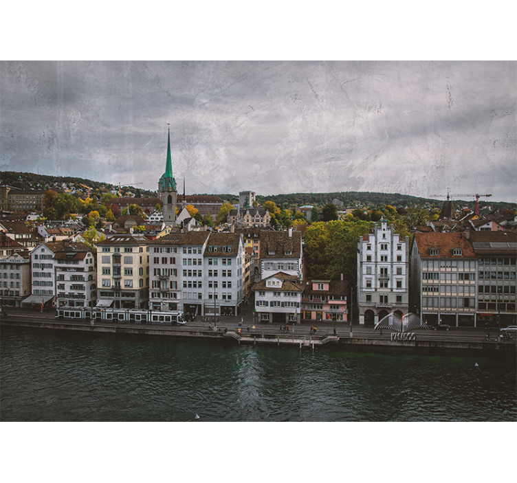 Rollo wohnzimmer zürich häuser am see - TenStickers