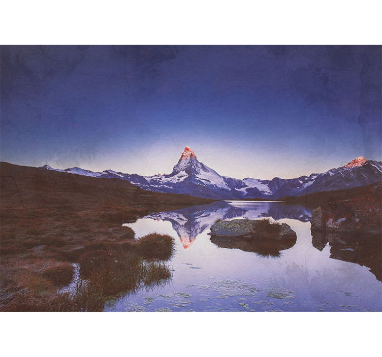 Rollo wohnzimmer schneebedeckter berg mit wasserreflexion - TenStickers