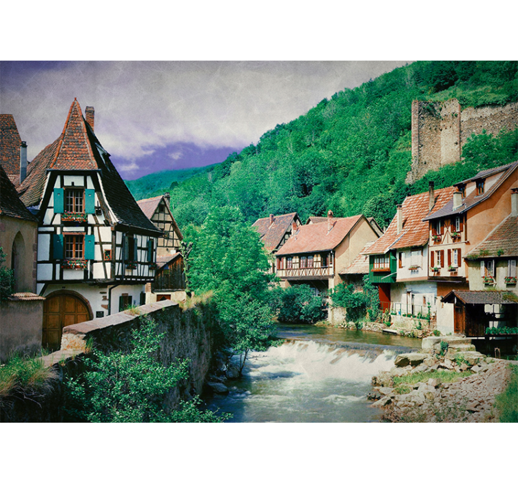 Rollo wohnzimmer schöne stadt am fluss - TenStickers