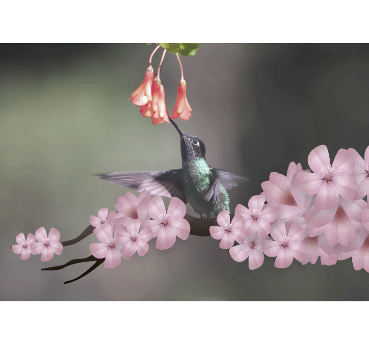Rollo wohnzimmer mit kastanienbraunem vogel auf baum - TenStickers