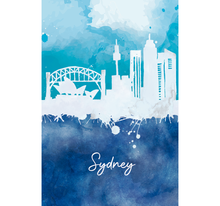 Rollo wohnzimmer skyline sydney aquarell - TenStickers