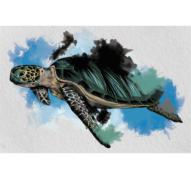 Rollo wohnzimmer mit aquarell schildkröte - TenStickers