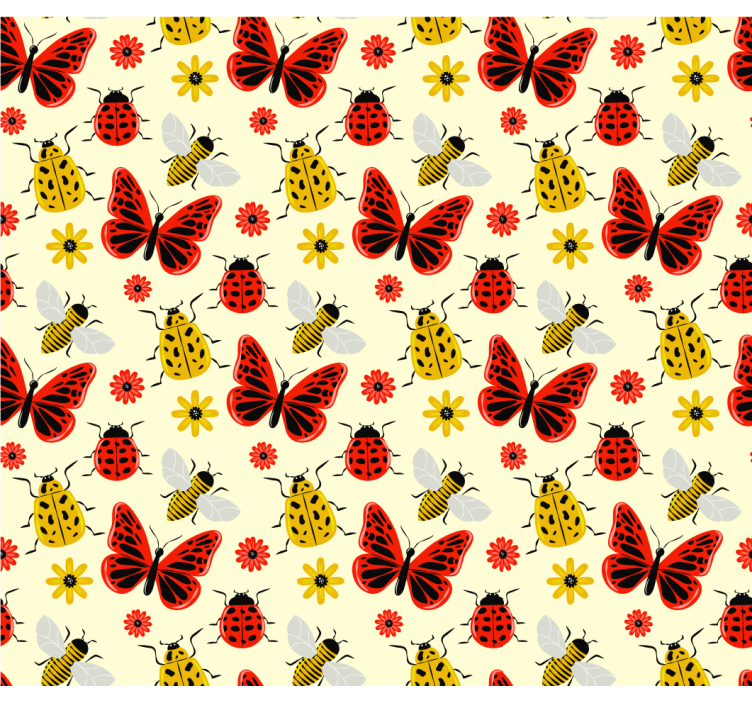 Rollo wohnzimmer mit buntem minimalistischen käferdesign - TenStickers