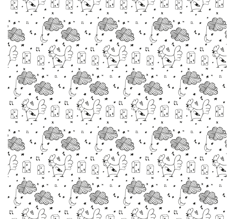 Rollo wohnzimmer hühner schwarz-weiß im nordic stil - TenStickers