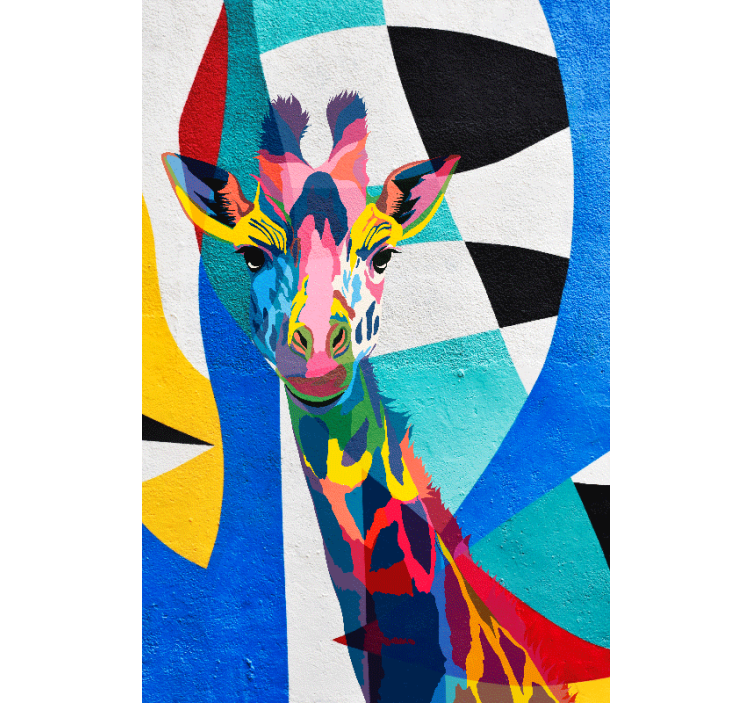 Rollo wohnzimmer mit abstrakter bunter giraffe - TenStickers