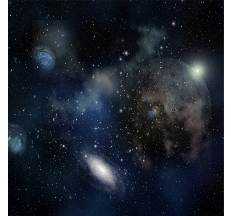 Rollo wohnzimmer mit wunderschönem blick auf raum und planet - TenStickers