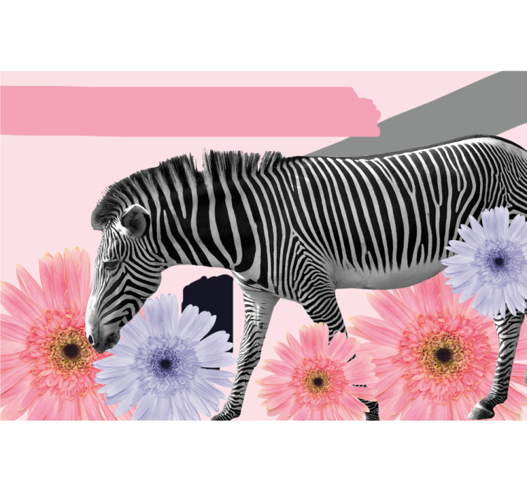 Rollo wohnzimmer mit zebramuster im collagestil - TenStickers