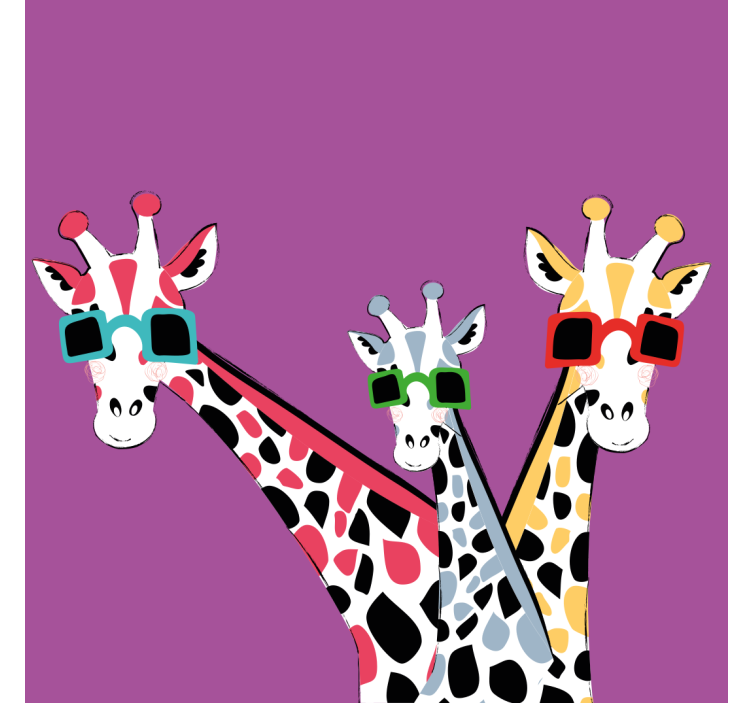 Rollo wohnzimmer mit lustigen giraffen in sonnenbrillen - TenStickers