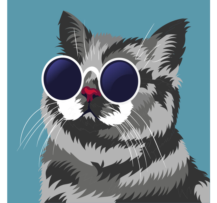 Rollo wohnzimmer mit lustigem bild einer grauen katze - TenStickers