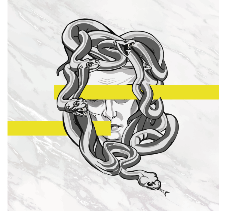 Rollo wohnzimmer weiße medusa mit gelben streifen - TenStickers