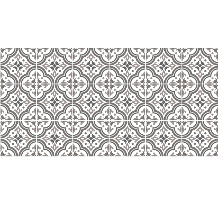 Rollo fenster grau mit grauen fliesen und blumen - TenStickers