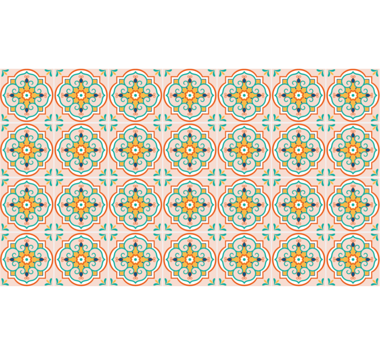 Rollo fenster beige im quadratischen bunten design - TenStickers