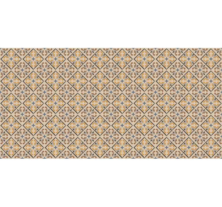 Rollo fenster beige mit goldblauem barockmuster - TenStickers