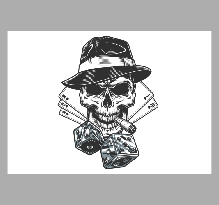 Rollo fenster weiß karte mit würfeln und totenkopf - TenStickers