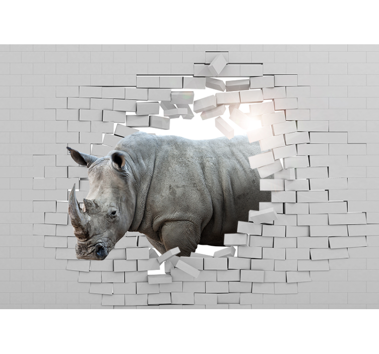 Rollo fenster weiß 3d nashorn design - TenStickers