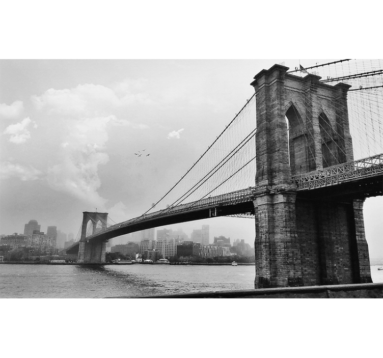 Rollo fenster grau wandbild wohnzimmer new yorker brücke - TenStickers