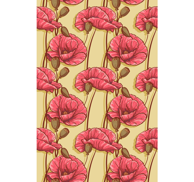 Rollo mit Blumen Vintage rote mohnblumenmuster - TenStickers